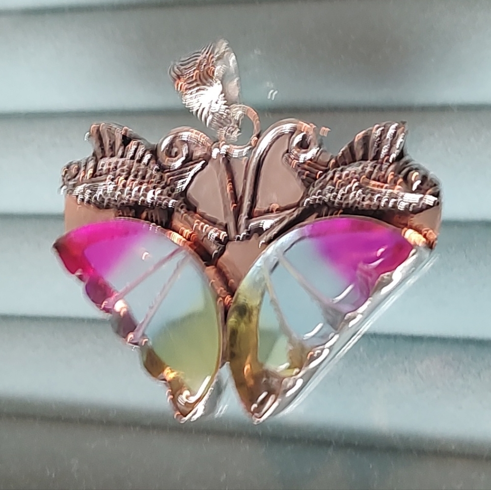 Bi-Color Tourmaline Gemstone 925 Sterling Silver Jewelry Pendant 2.05" - Picture 4 of 6